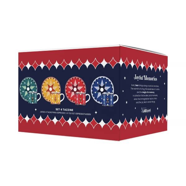 Bialetti Joyful Christmas 4 чаши за еспресо с чинийки 90 ml
