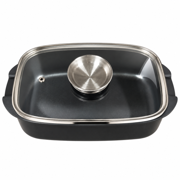 Guzzini Дълбока тава за печене с капак, 39 × 22 см Cook&Space черна