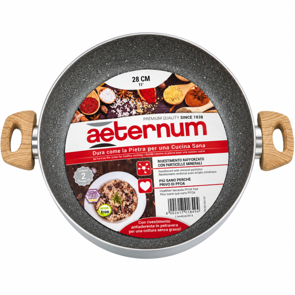 Aeternum Дълбок незалепващ тиган с две дръжки Petravera – 28 см
