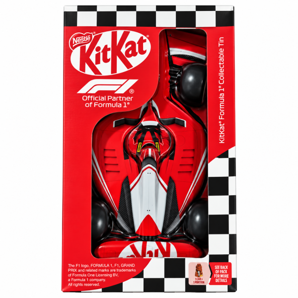 KitKat Formula 1 шоколадови болиди в колекционерска метална кутия F1, 132 g