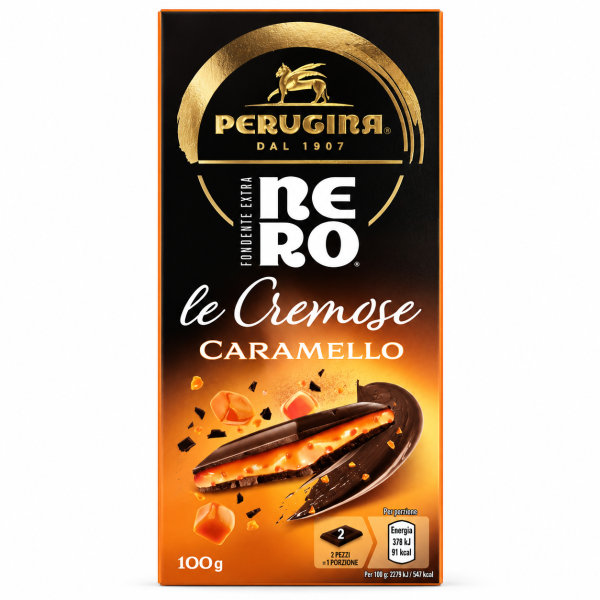 Perugina тъмен шоколад с карамелен пълнеж Nero Le Cremose Caramello – 100 g